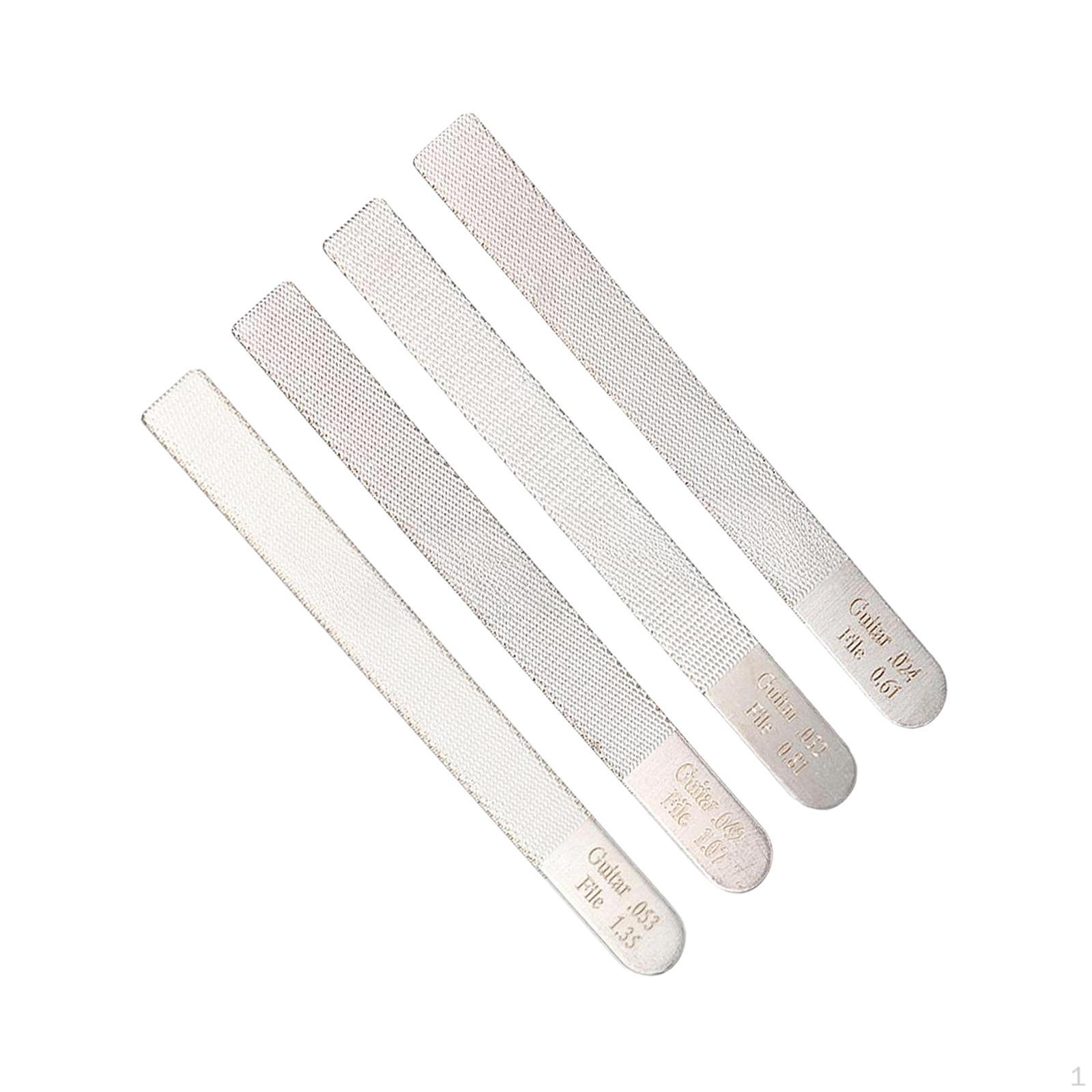 4x Guitar Gauged Nut Slotting File Set Fret Polishing Filing Luthier Repairing Tool Kit for Electric