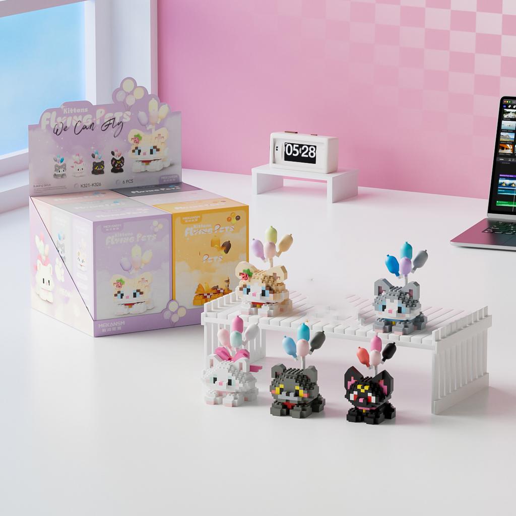 Balloon Cute Pets Series Micro Particle Building Blocks Cats&Dog Mini Toys Animals DIY Educational Kids Toys Gfts For Kids