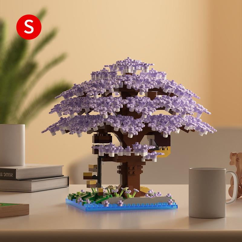 Diy Sakura Tree Building Blocks Set Diy Cherry Blossom Bricks With Light Treehouse Model Ornament Romantic Gift For Girl Friend