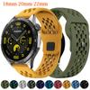 18mm 20mm 22mm Hole Silicone Band for Samsung Galaxy Watch 7 FE 6 5 4 for Huawei GT5 4 3 GT2 Pro Bracelet for Garmin Vivoactive4