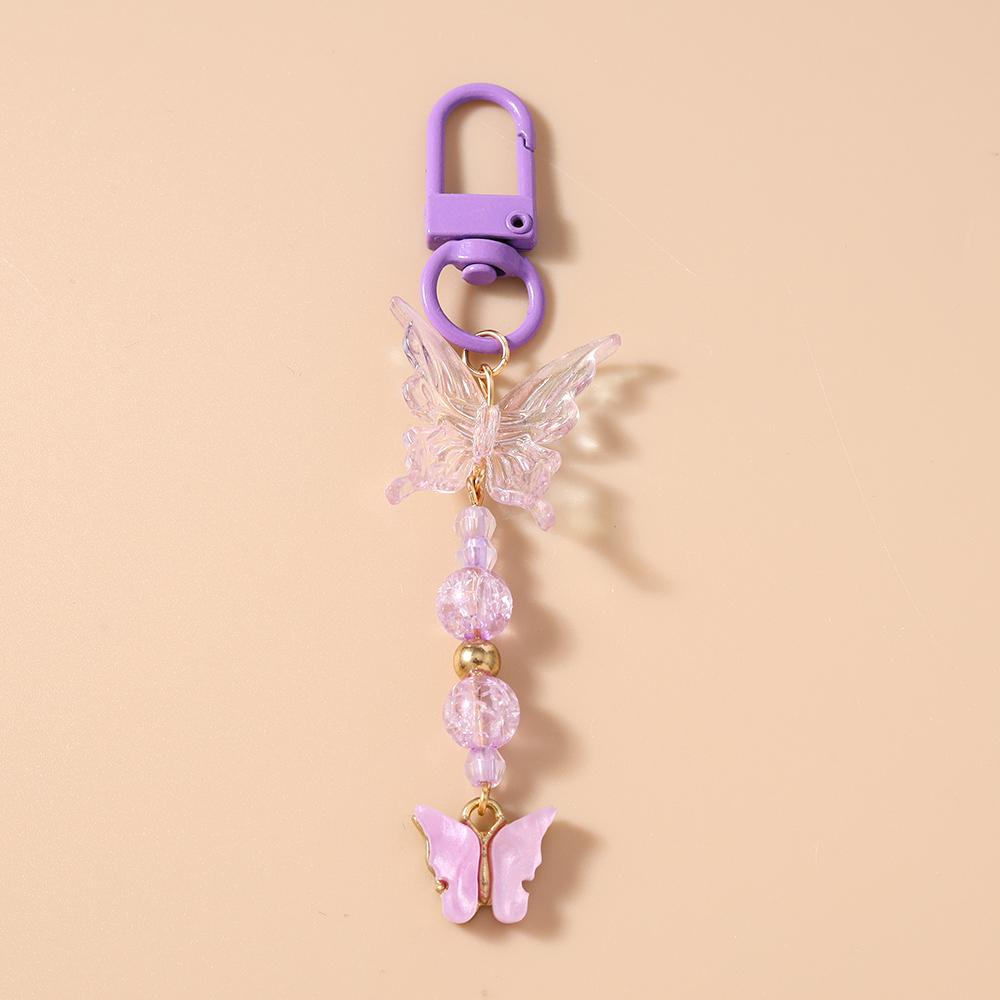 

Lovely Resin Butterfly keychain Handmade Beaded Key Ring Pendant for Women Girls Handbag Decor DIY Key Chain Jewelry Gift