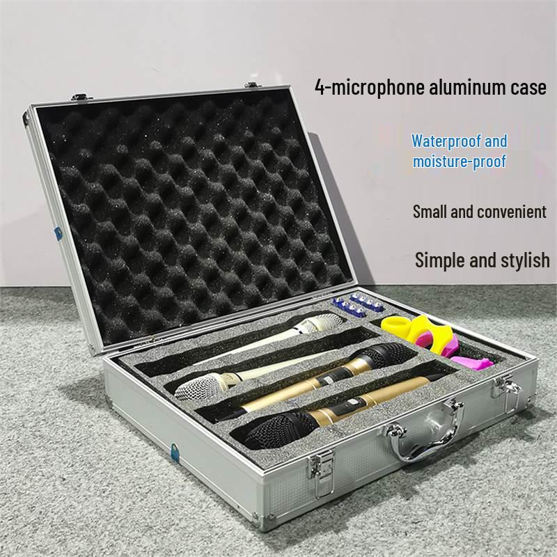 KTV Stage Portable Aluminum Carrying Case for Wireless Handheld Microphones - Shockproof & Drop-proof Protection