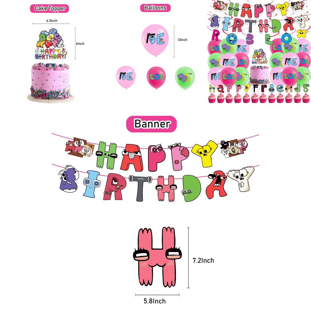 Magisches Alphabet Lore Themen Ballon Zugfahnen Set Geburtstagsfeier Dekor Dekorationen Zubehör