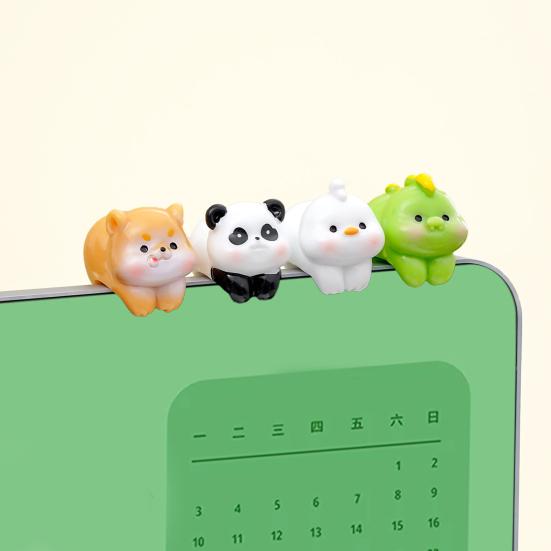 2 Pcs Cartoon Animal Figurine Cute Pig Panda Computer Monitor Decoration Duck Elephant Statues for Office