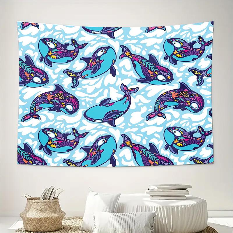 Ocean Whale Tapestry Wall Hanging Nature Sea Life Decor Room Aesthetic Bedroom Dorm Wall Art Home Decor Gift