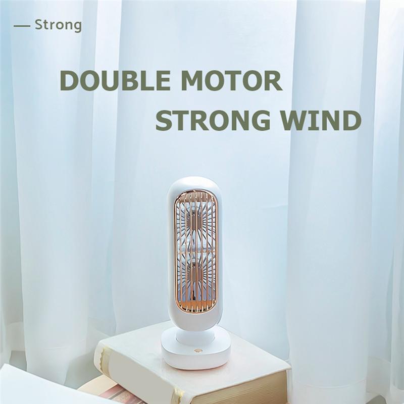New Stand Mini USB Fan Battery Rechargeable Tower Table Fan Type-C Portable Desktop Air Cooler for Home Study Camping 2