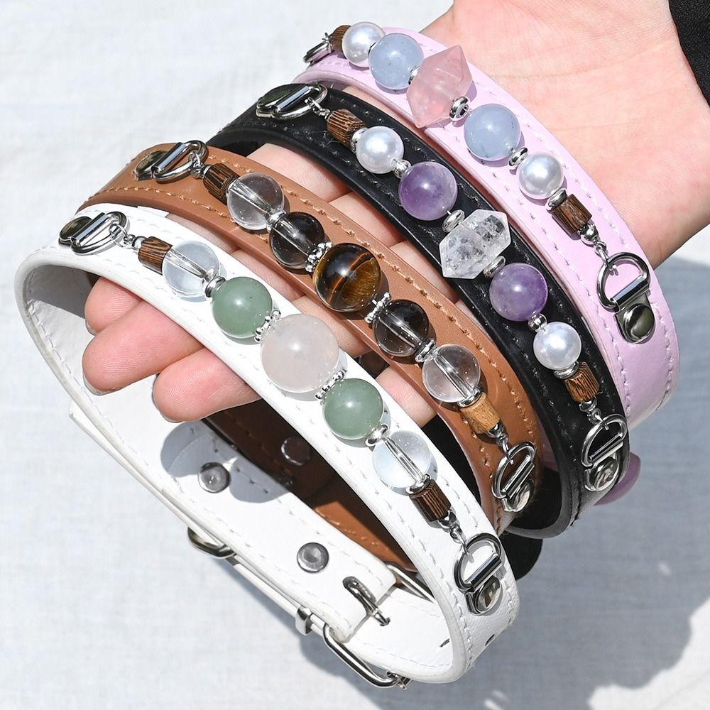 Adjustable Leather Pet Collar Detachable Dog Collar Exquisite Cat Collar Puppy