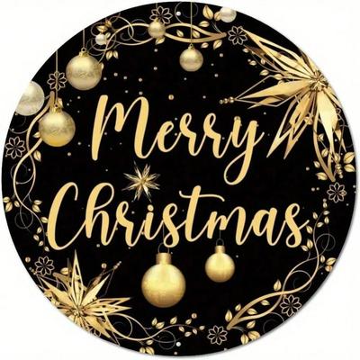 8 Inch Black Gold Metal Snowflake Wreath Christmas Wall Sign Outdoor Decor