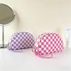 With Hand Strap Checkered Pattern Cosmetic Bag Polyester Makeup Organizer Toiletry Bag  Vacation