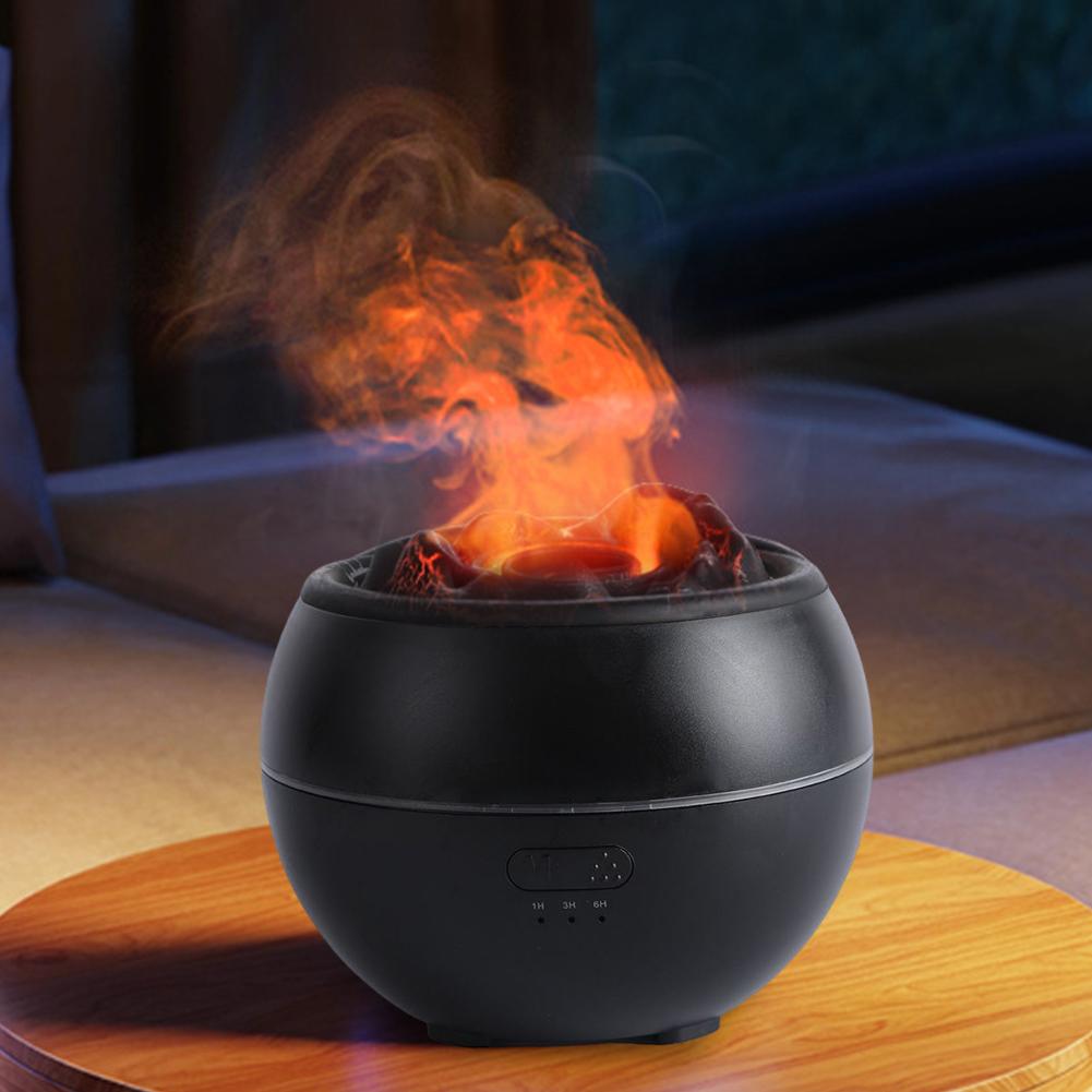 Zvlhčovač vzduchu Flame Volcano s USB aroma difuzérem, difuzérem esenciálních olejů, ultrazvukovým rozprašovačem, nočním světlem pro domácí kancelář