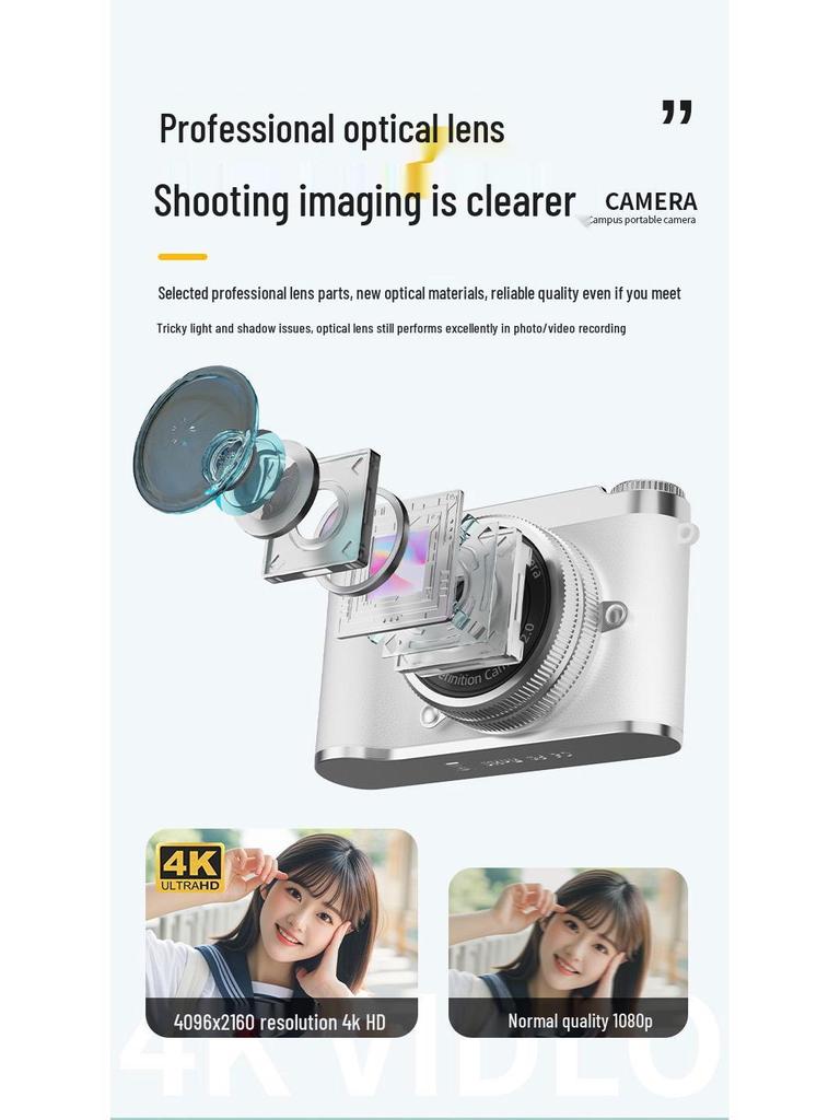 Retro CCD Dual Camera with 8x Optical Zoom - Compact Travel Pocket Digital Camera for Students