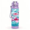 1PC Lotus Flower Water Pond Print 750ml Color Plastic Sports Water Bottle Leakproof Flip Straw Lid Suitable for Sports Office Home Use