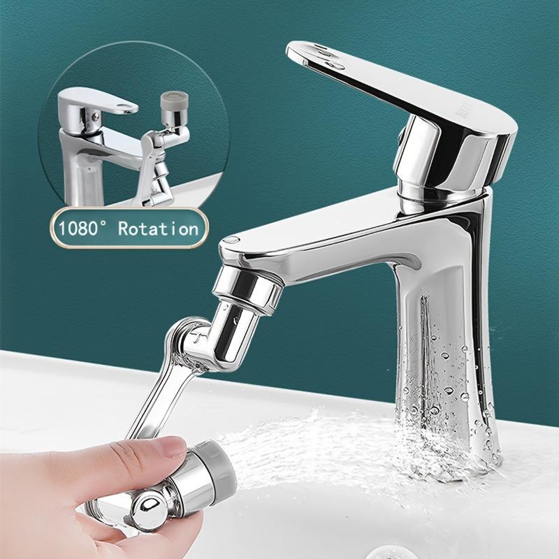 1pc 1080-Degree Swivel Faucet Extension with Mechanical Arm - No-Splash Plastic Mouthwash Tap Extender, Bathroom Accessories