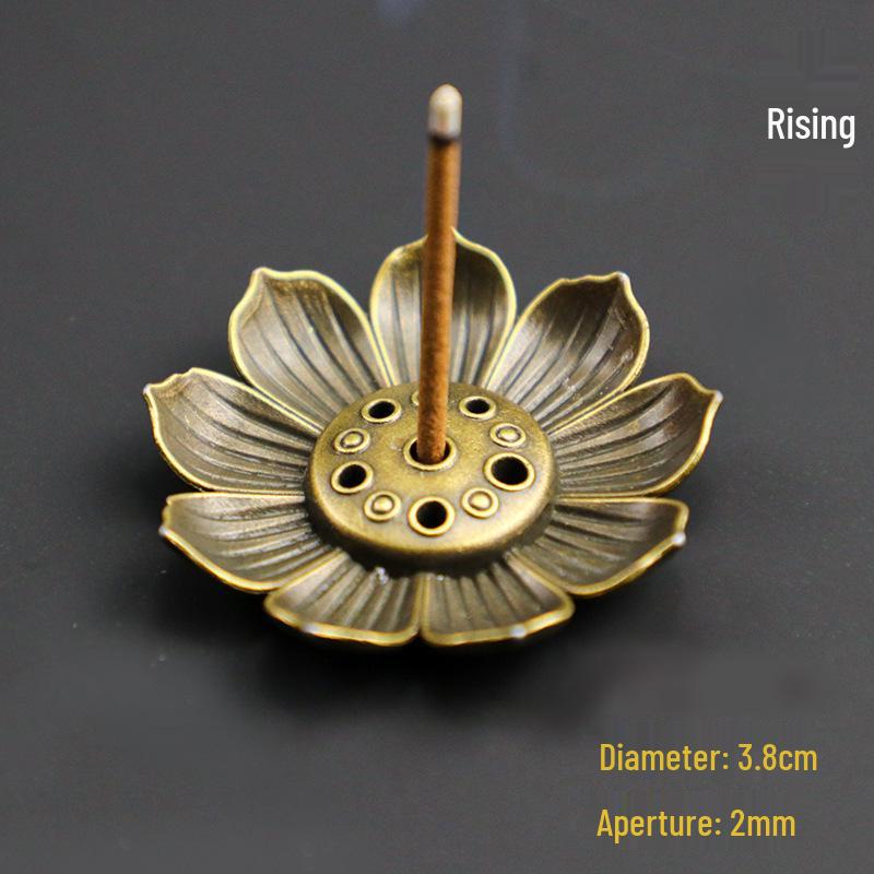 Lotus Alloy Multi-Hole Incense Holder and Burner Tray - Ornamental Incense Diffuser for Sticks