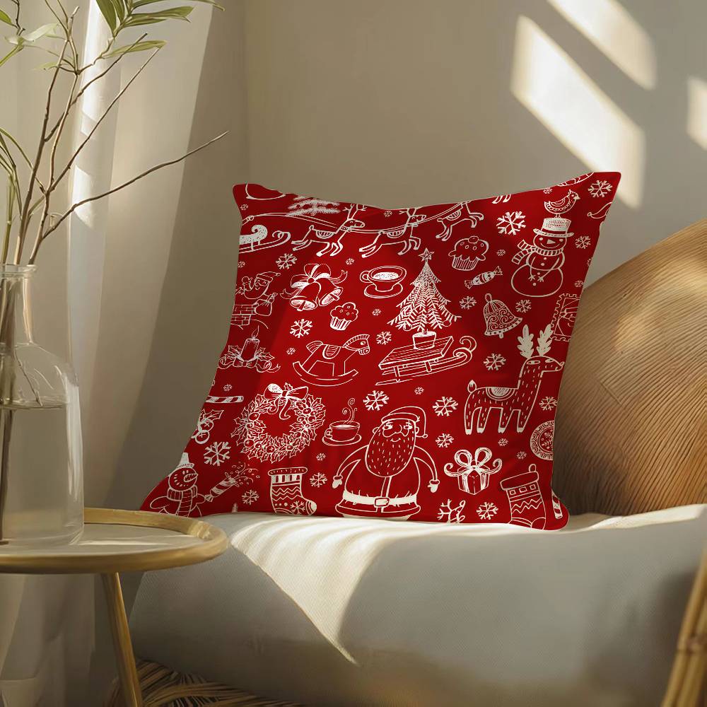 Celebrate Art Christmas Day Print Pillow Case Silky elegant Comfort Sofa Bed Invisible zipper Beach pillowcase