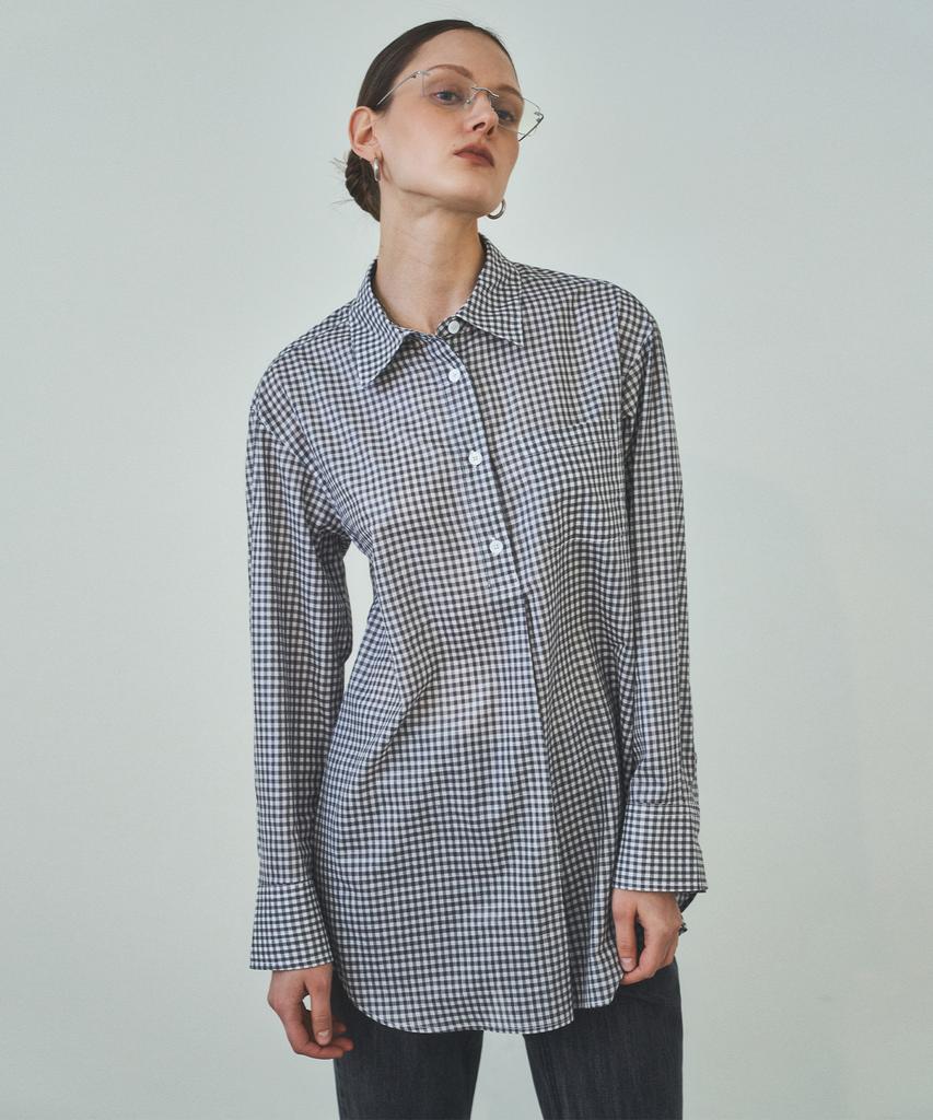 Cita Sheer Gingham Check Shirt Dress_Ctop708(Black)