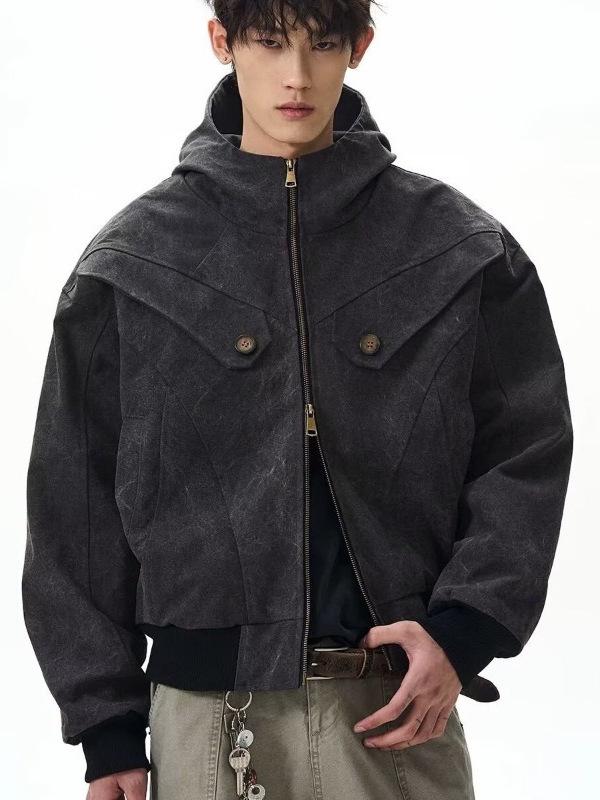 Herren Retro Nieten Harrington Jacke - Lässiger Lockere Passform für Frühling & Herbst