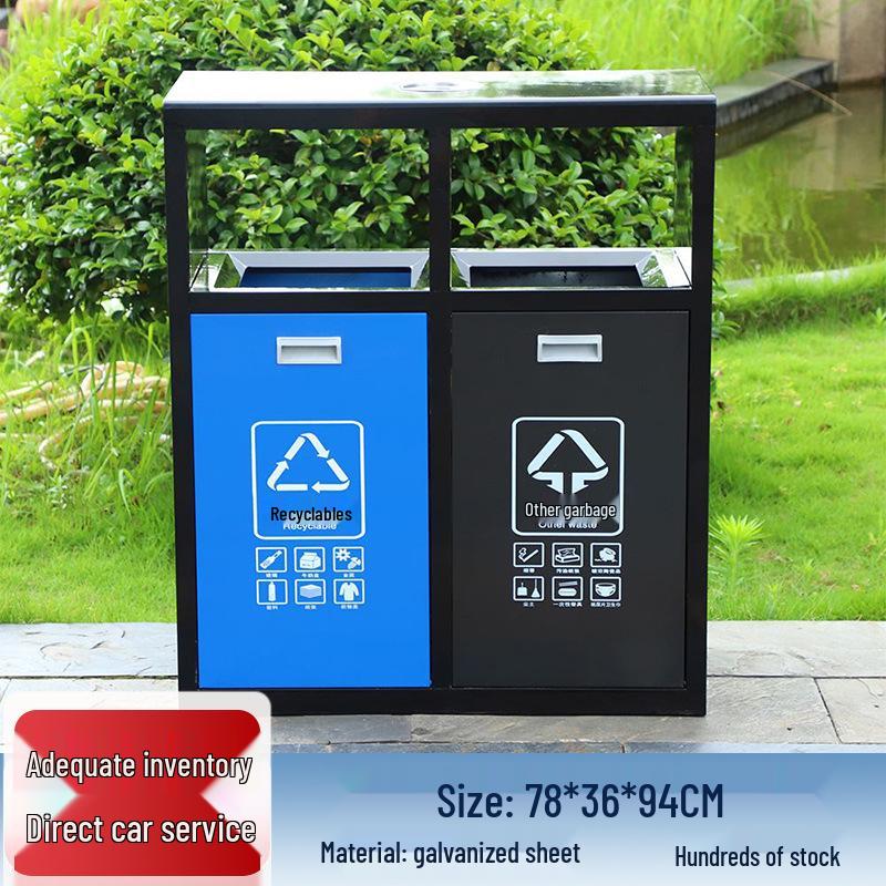 Stainless Steel Outdoor Park & Community Sorting Trash Can