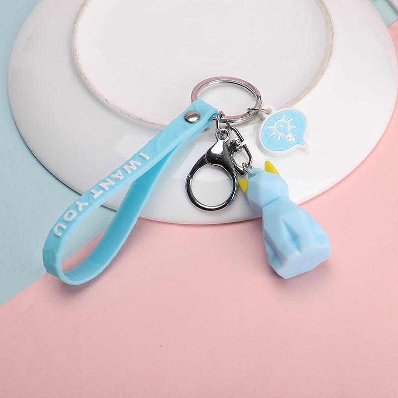 Adorable Geometric Cartoon Silicone Keychains Cute Animal Bag Accessories