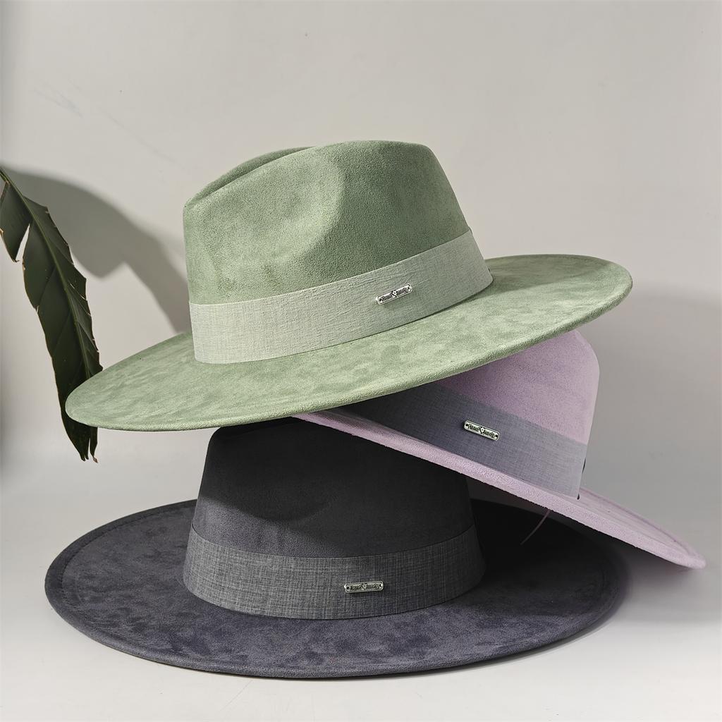 New Big Wide Brim Fedora Hats For Women Men Western Suede Hat Large Felt Panama Hat Rancher Hat Chapeau Femme Luxe