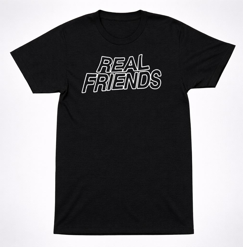 Real Friends Logo T-Shirt – Classic Pop Punk Band Tee Black