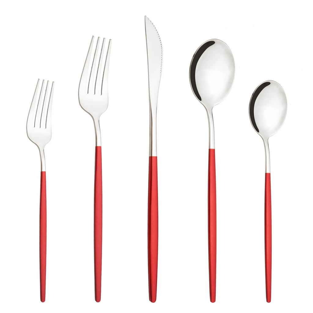 Modré zlato 5 ks Sada jídelního nádobí Stříbrné nádobí Příbory Nůž Dezert Vidlička Lžíce Nerezové nádobí Sada příborů Protable Jídelní potřeby