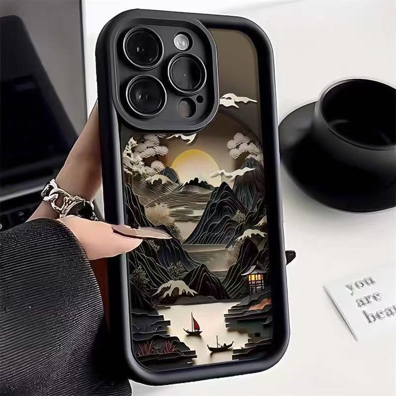 

Чехол для iPhone 17/16 Pro Max/15 Pro/14/13 с китайской пейзажной живописью iPhone 12 Pro Max