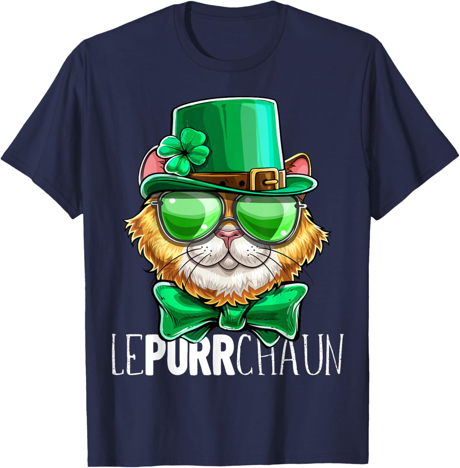 

Lepurrchaun Cat St Patrick Day Graphic Tee Men Casual Breathable Short Sleeve T-Shirt 4XL