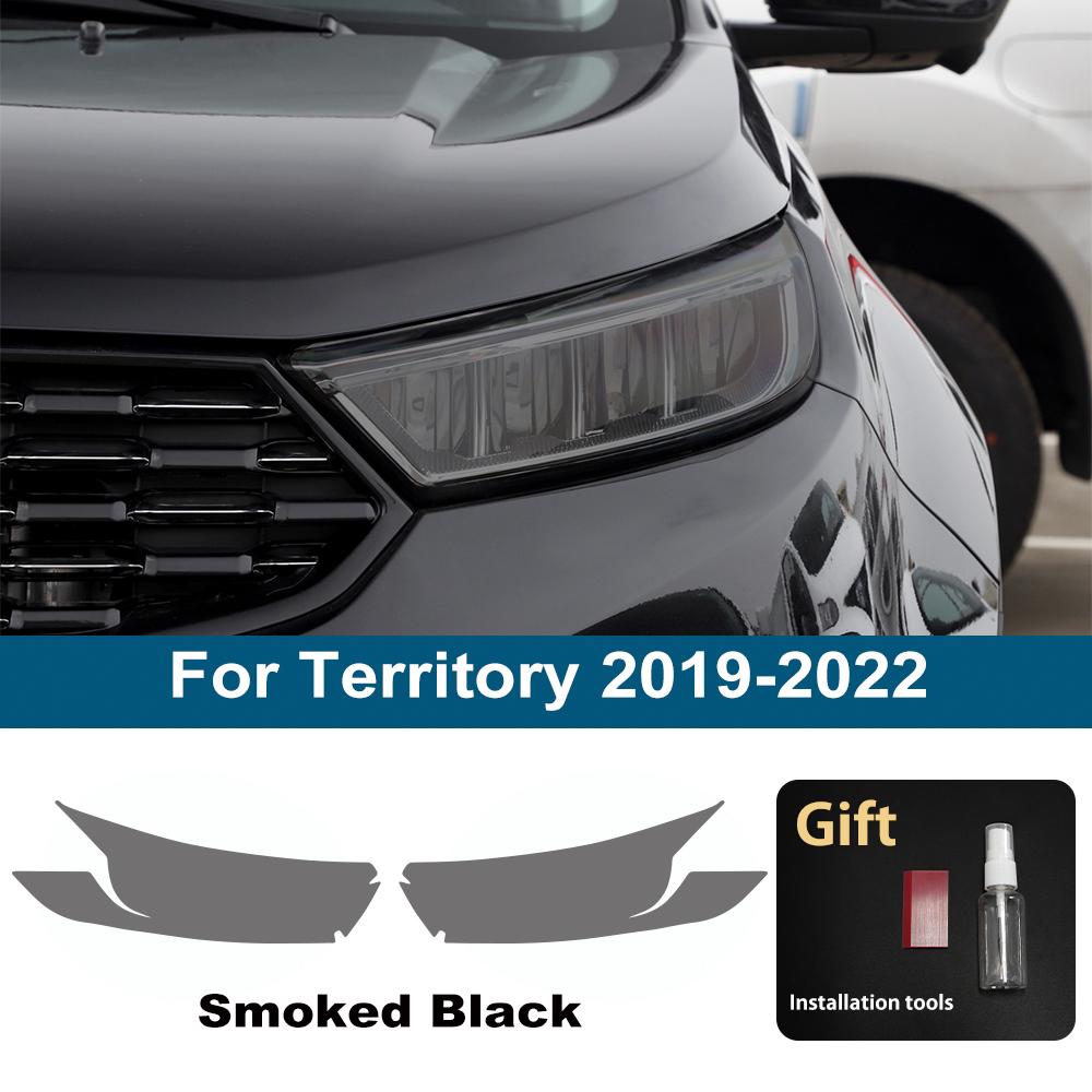 High-Gloss Car Headlight Protective Film For Ford Territory Equator Sport Smoke Black Pre Cut TPU PPF Anti-Scratch Vinyl Wrap