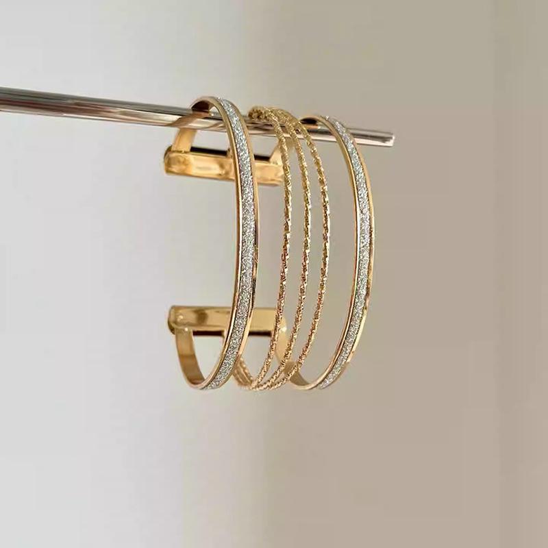 Metallic multi-layer open bracelet, fashionable, simple and versatile temperament bracelet, niche design jewelry