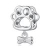 WOSTU 925 Sterling Silver Hollow Cat Dog Charms Bead Cute Pet Paw Dachshund Pendant Fit Original Bracelet Neckalce DIY Girl Gift