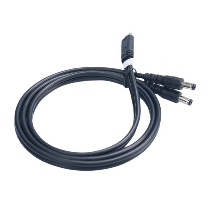 

Кабель-разветвитель питания USB C на два разъема 5.5x2.1 мм (папа) для роутера, светодиодной ленты, вентилятора, выход 9В 12В