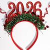 Sequin 2026 Happy New Year Headband Cute Christmas Headpiece New Year Decorative Headdress  Cosplay