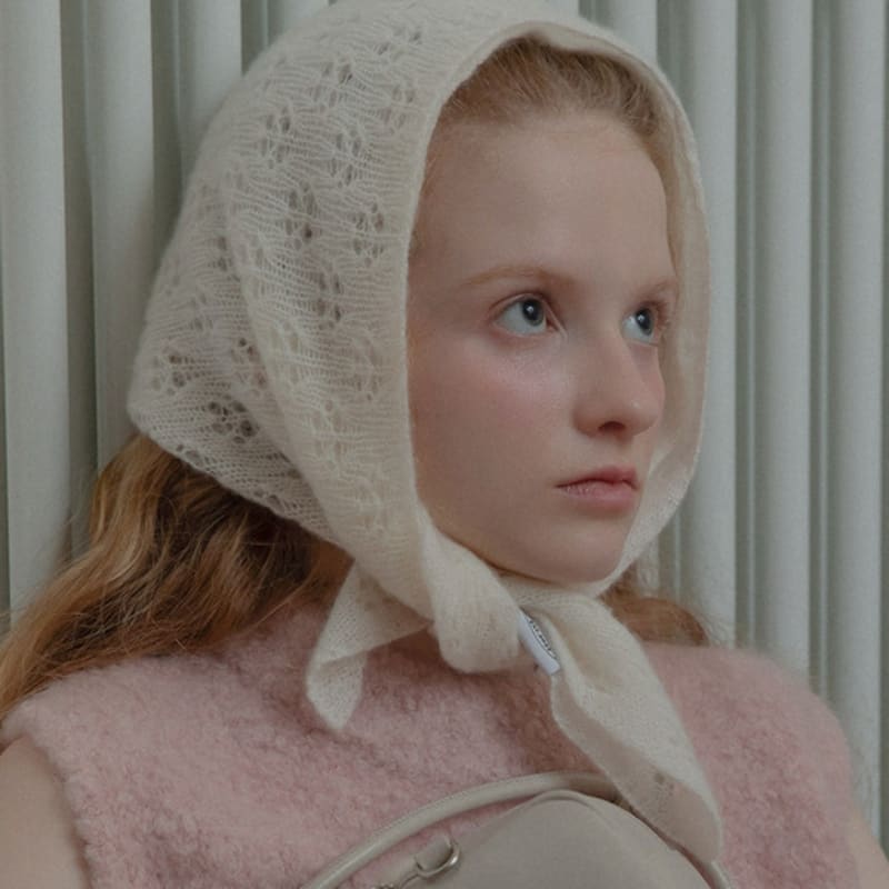 Mellotory 100% Kaschmir Häkel-Schal Stola (Elfenbein)