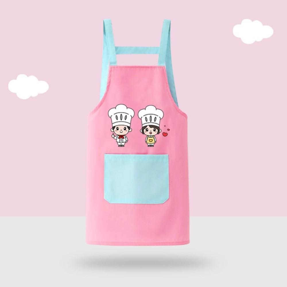 New Cartoon Kids Apron Arm Sleeve Hat Children's Bib Chef Cap Waterproof Chef's Uniform Baking