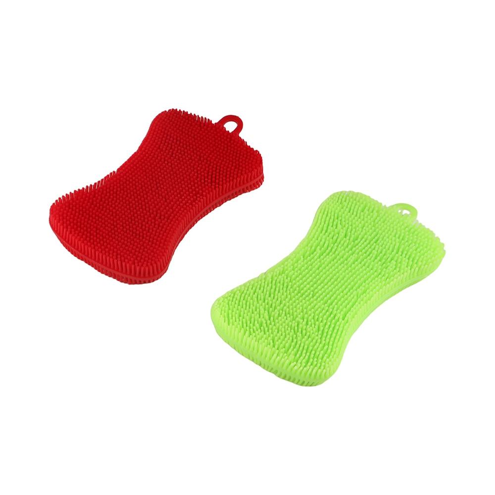 Flexible Pot Pan Sponge Scrubber Double Sided Cleaning Brush Silicone Dishwashing Brush  Kitchen