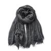 Sciarpa da uomo in cotone e lino tinta unita europea e americana - Autunno/Inverno Tie-Dye Giapponese Coreana Strisce Decorazione in Seta.