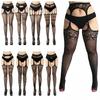 Übergroße Damen Sexy Schwarze Strumpfhalter Strümpfe Strumpfhosen Große Größen Knie Oberschenkel Hoch Netz Grob Durchsichtig Netzstrumpfhosen Leggings XL