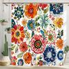 Floral Shower Curtains Boho Flowers Plant Watercolour Art Modern Polyester Fabric Bathroom Curtain Bathtub Decor Set With Hooks