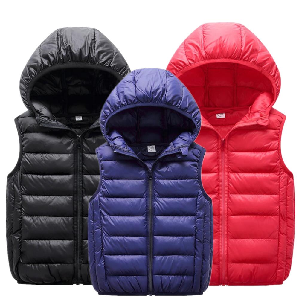 Boys Girls Warm Vest Autumn Winter Coat Kids Outwear Children Hooded