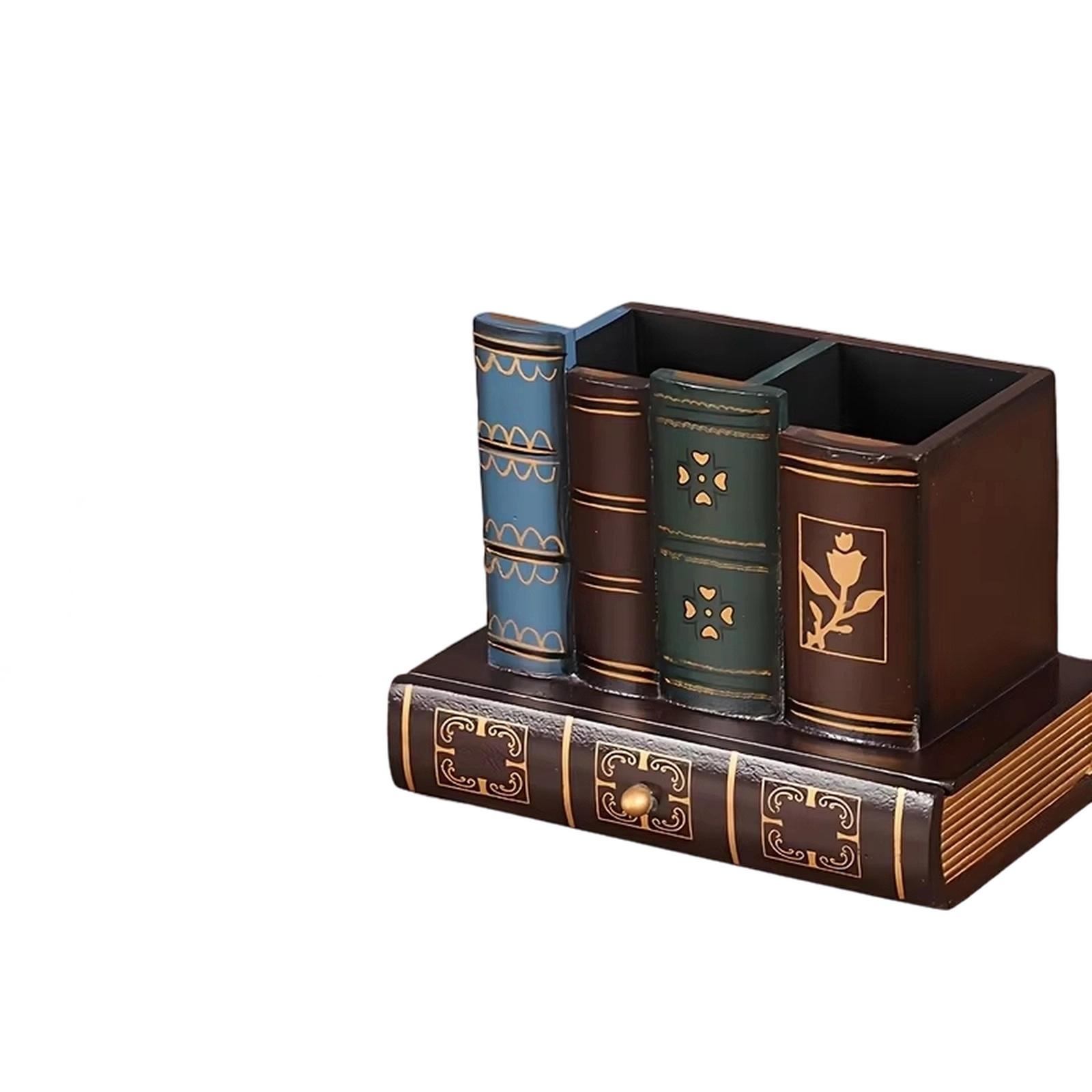 

Винтажный органайзер для ручек, роскошная настольная коробка для хранения, украшение для домашнего кабинета, подарок. one size