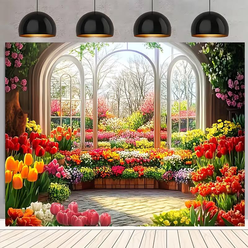 2D Colorful Flower Conservatory Background for Wedding Photoshoot