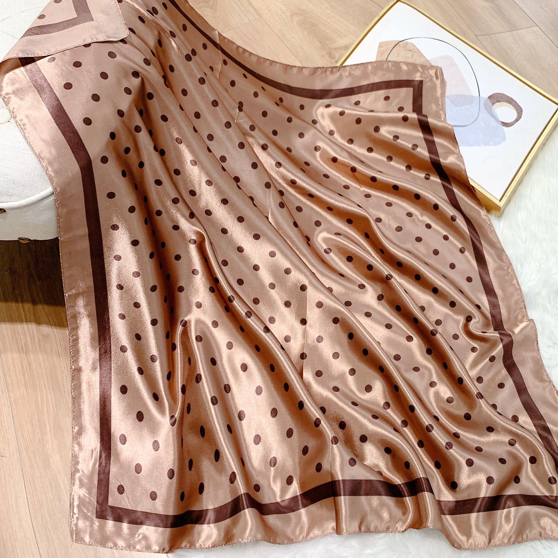 

Dot Print Square Scarf For Women Silk Shawl Neckerchief Female Hair Bands Head Wraps Headband Foulard Satin Hijab Bandana 90x90cm