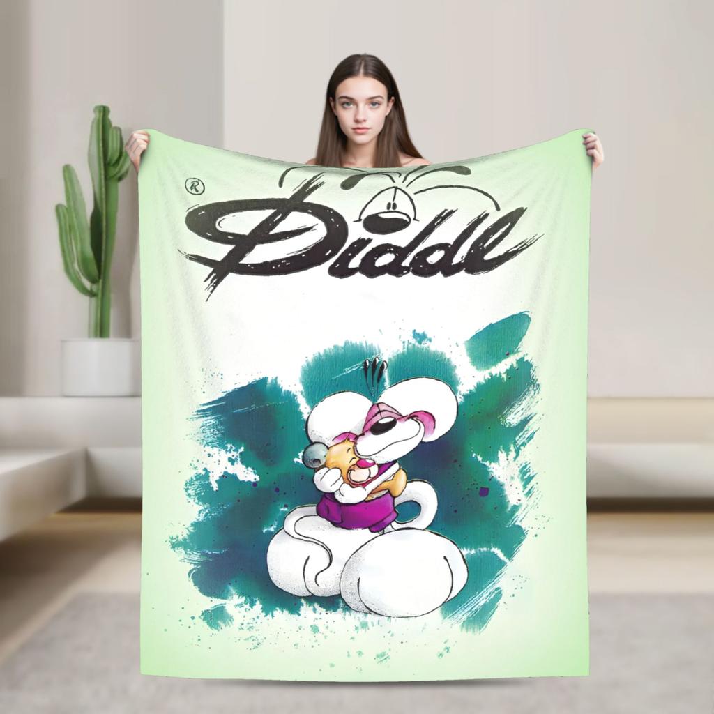 Funny Cartoon D-Diddls Knitted Blankets Coral Fleece Plush Diddl Warm Throw Blankets for Bedroom Sofa Bed Rug