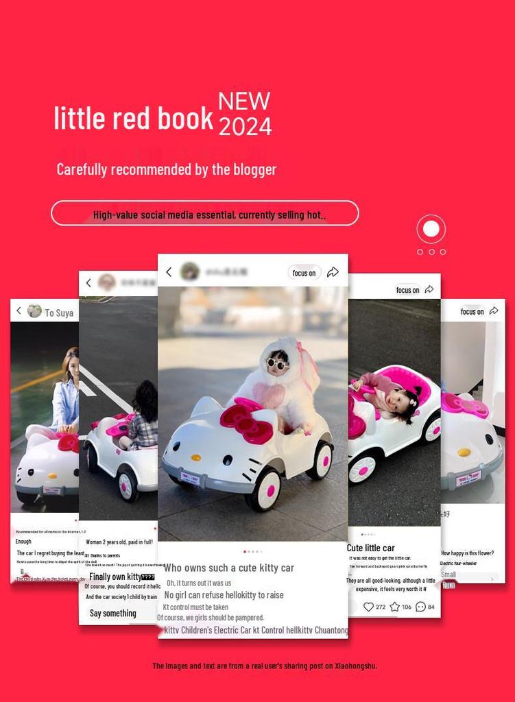 Hello Kitty Children's Electric Four-Wheel Ride-On Car with Remote Control