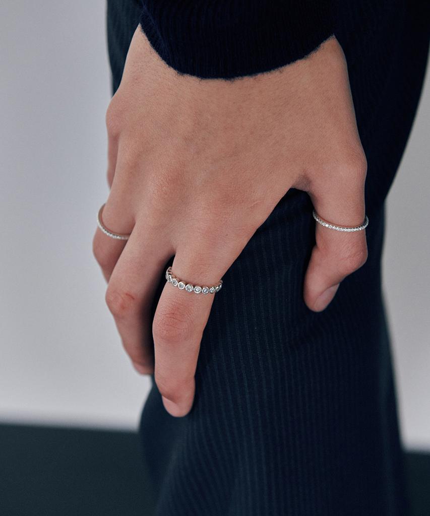 Verte [925 Silver] Cinq.Silver.232 / Epais Ronde Dew Ring