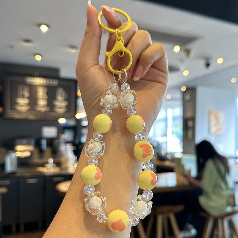 Net Red Beaded Bracelet Keychain: Cute DIY Candy Pendant & Anti-lost Phone Chain