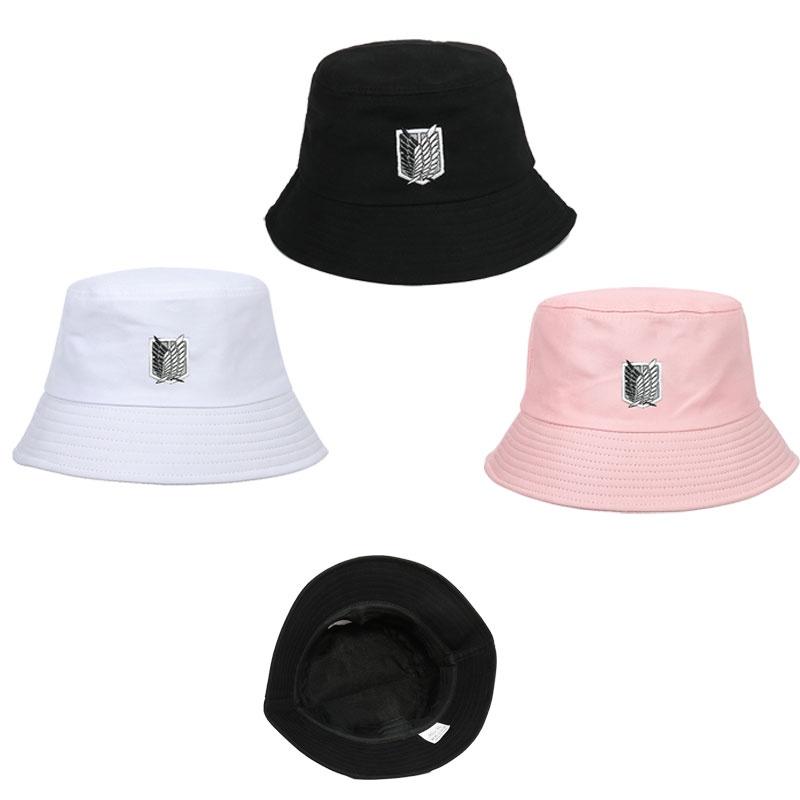 Stylish Attack On Titan Flat Top Basin Hat For Beach And Outdoor Activities, Sun-proof Wide Brim Bucket Hat