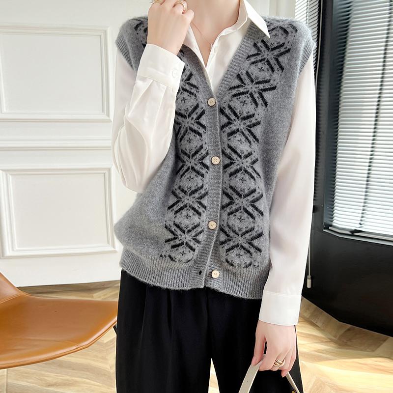 Women's Cashmere Vest Qinghe Cashmere 30% Cashmere 70% Wool Autumn and Winter Cashmere Vest Soft and Warm