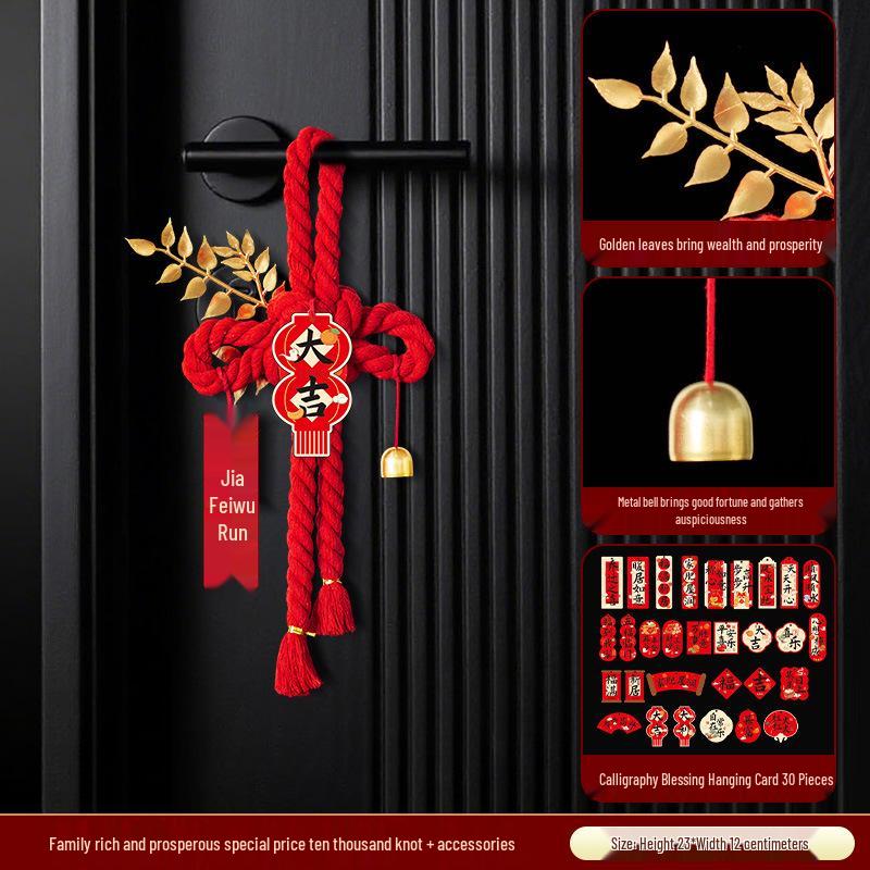 Housewarming Decor: Fu Character Door Handle Pendant Knot for New Home Ceremony